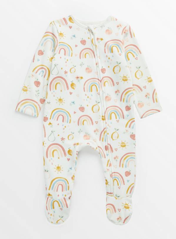 Rainbow Print Fleece Lined Sleepsuit Up to 1 mth